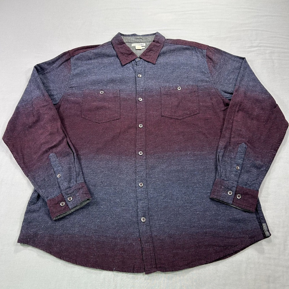 Carbon‎ 2 Cobalt Shirt Mens Large Red Ombre Flannel Button Up Outdoor Adult